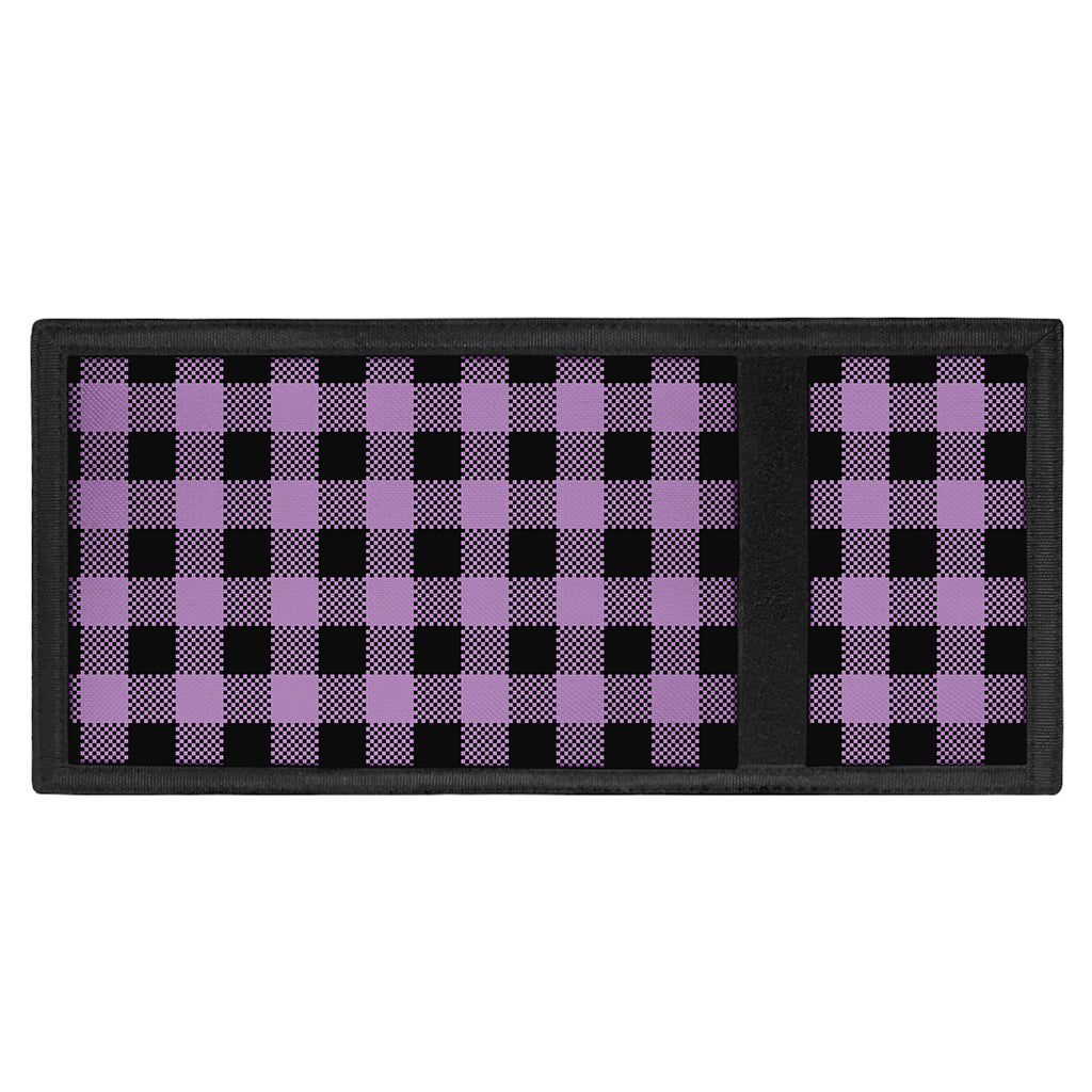 Purple Buffalo Plaid Print Trifold Wallet
