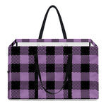 Purple Buffalo Plaid Print Utility Tote Bag