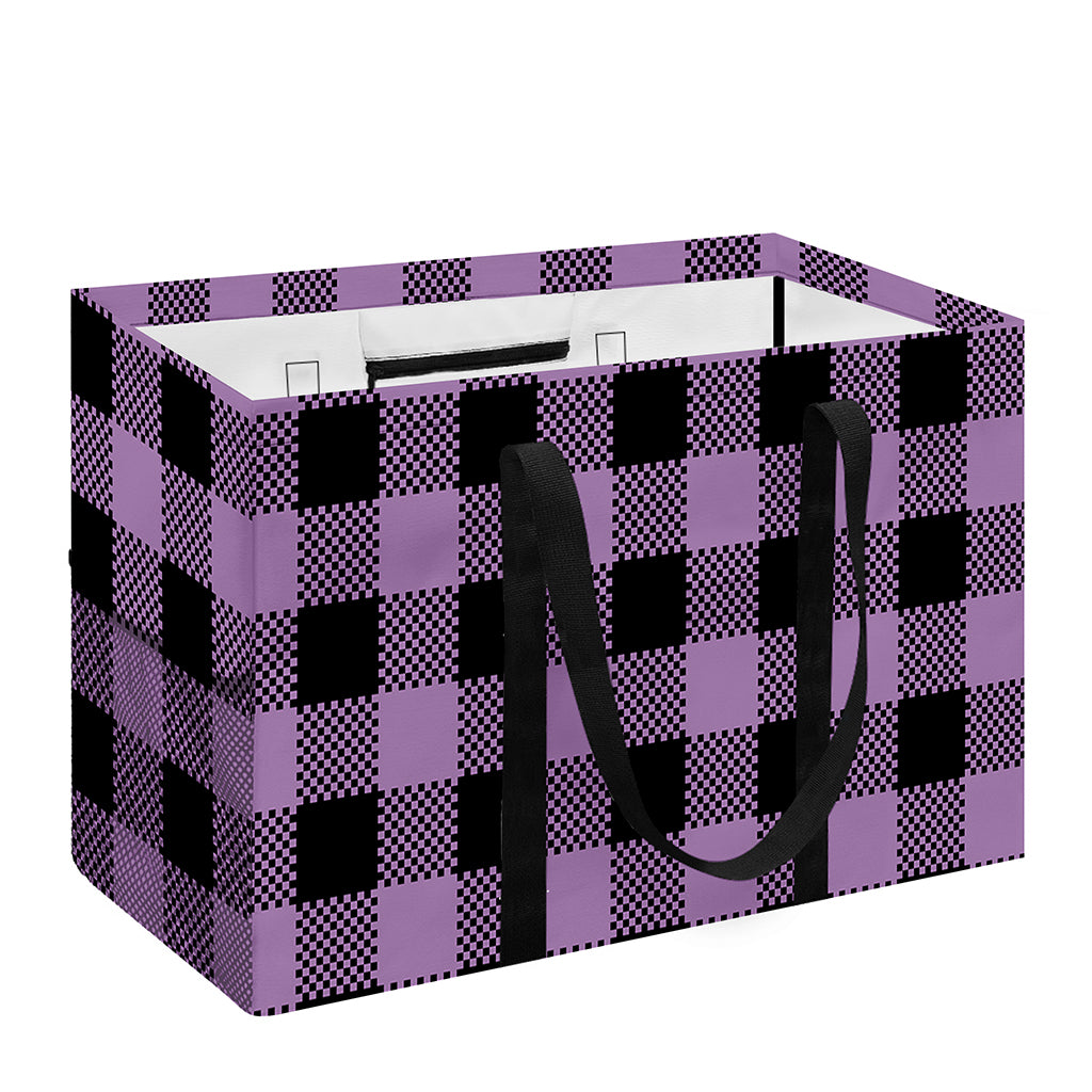 Purple Buffalo Plaid Print Utility Tote Bag