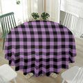 Purple Buffalo Plaid Print Waterproof Round Tablecloth
