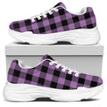 Purple Buffalo Plaid Print White Chunky Shoes