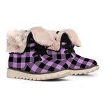 Purple Buffalo Plaid Print Winter Boots