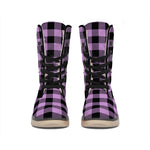 Purple Buffalo Plaid Print Winter Boots