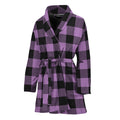 Purple Buffalo Plaid Print Women's Bathrobe