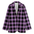 Purple Buffalo Plaid Print Women's Blazer