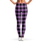 Purple Buffalo Plaid Print Women's Leggings
