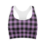 Purple Buffalo Plaid Print Women's Sports Bra