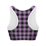 Purple Buffalo Plaid Print Women's Sports Bra