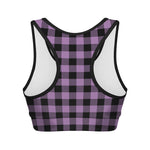 Purple Buffalo Plaid Print Women's Sports Bra