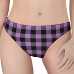 Purple Buffalo Plaid Print Women's Thong