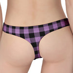 Purple Buffalo Plaid Print Women's Thong