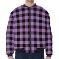 Purple Buffalo Plaid Print Zip Sleeve Bomber Jacket