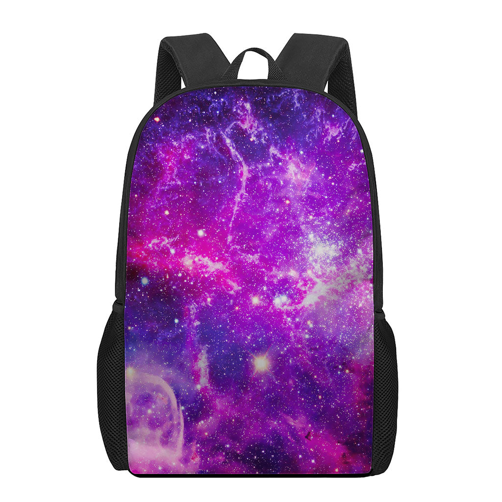 Purple Bursting Galaxy Space Print 17 Inch Backpack