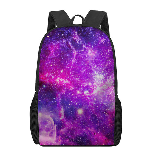 Purple Bursting Galaxy Space Print 17 Inch Backpack