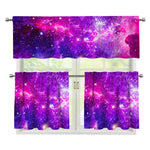 Purple Bursting Galaxy Space Print 3 Piece Kitchen Curtains