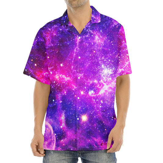 Purple Bursting Galaxy Space Print Aloha Shirt