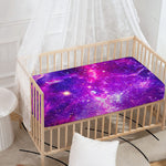 Purple Bursting Galaxy Space Print Baby Crib Sheet