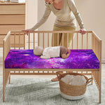 Purple Bursting Galaxy Space Print Baby Crib Sheet