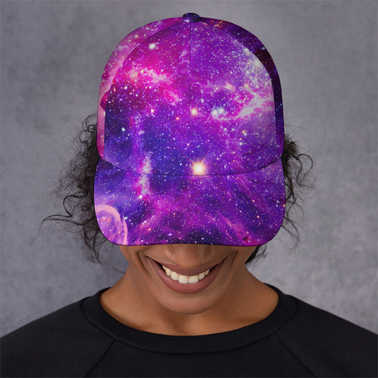 Purple Bursting Galaxy Space Print Baseball Cap