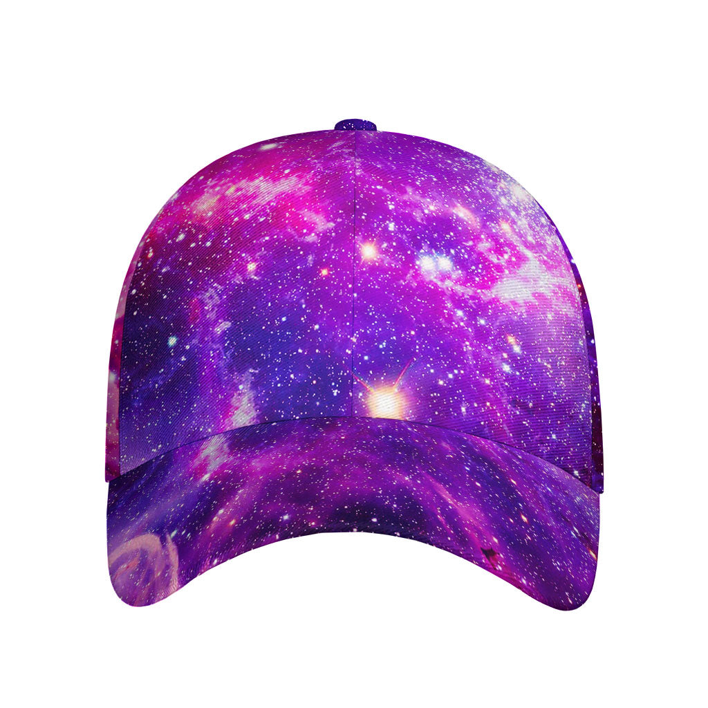 Purple Bursting Galaxy Space Print Baseball Cap