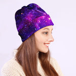 Purple Bursting Galaxy Space Print Beanie