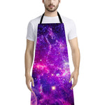 Purple Bursting Galaxy Space Print Bib Apron With Pocket
