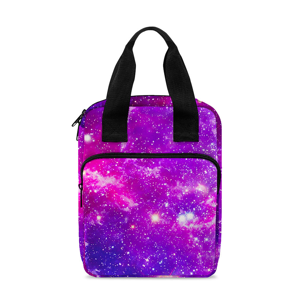 Purple Bursting Galaxy Space Print Bible Tote Bag