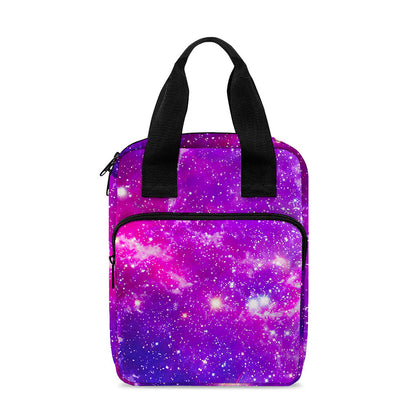 Purple Bursting Galaxy Space Print Bible Tote Bag