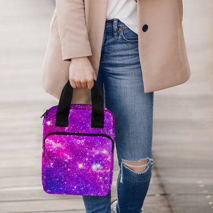 Purple Bursting Galaxy Space Print Bible Tote Bag