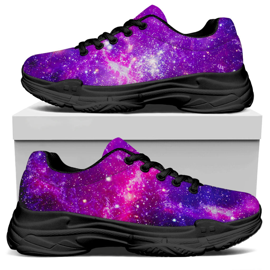 Purple Bursting Galaxy Space Print Black Chunky Shoes