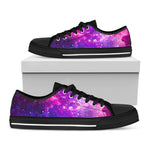 Purple Bursting Galaxy Space Print Black Low Top Sneakers