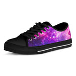 Purple Bursting Galaxy Space Print Black Low Top Sneakers