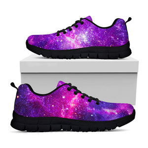 Purple Bursting Galaxy Space Print Black Running Shoes