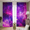 Purple Bursting Galaxy Space Print Dimout Pencil Pleat Curtains