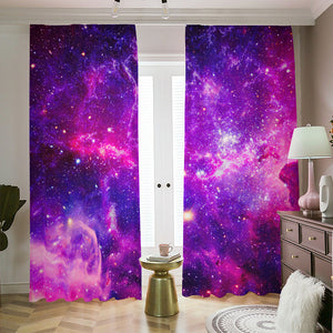 Purple Bursting Galaxy Space Print Blackout Pencil Pleat Curtains