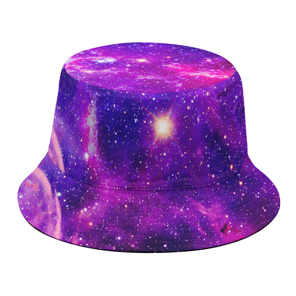 Purple Bursting Galaxy Space Print Bucket Hat