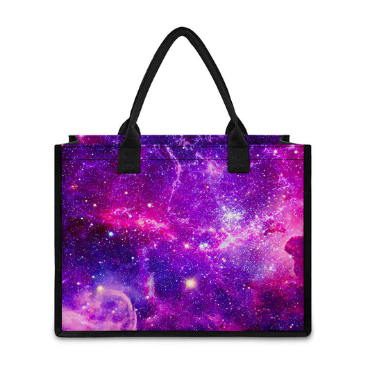 Purple Bursting Galaxy Space Print Canvas Tote Bag