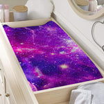 Purple Bursting Galaxy Space Print Changing Pad Cover