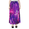 Purple Bursting Galaxy Space Print Chiffon Maxi Skirt