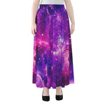 Purple Bursting Galaxy Space Print Chiffon Maxi Skirt