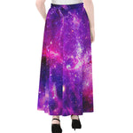 Purple Bursting Galaxy Space Print Chiffon Maxi Skirt