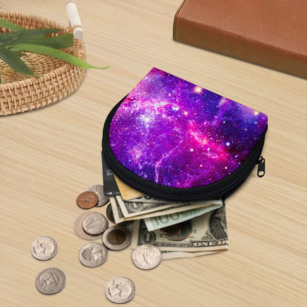 Purple Bursting Galaxy Space Print Coin Purse