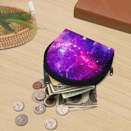Purple Bursting Galaxy Space Print Coin Purse