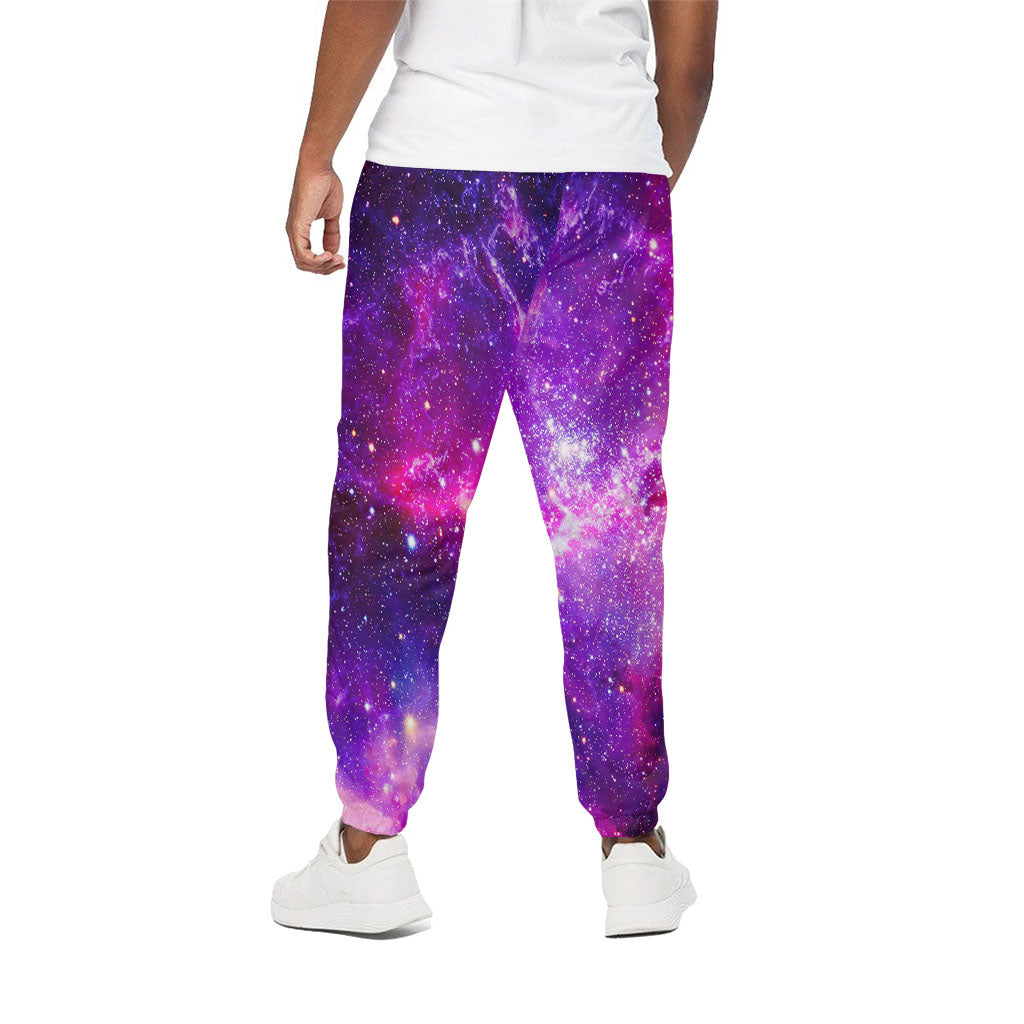 Purple Bursting Galaxy Space Print Cotton Pants