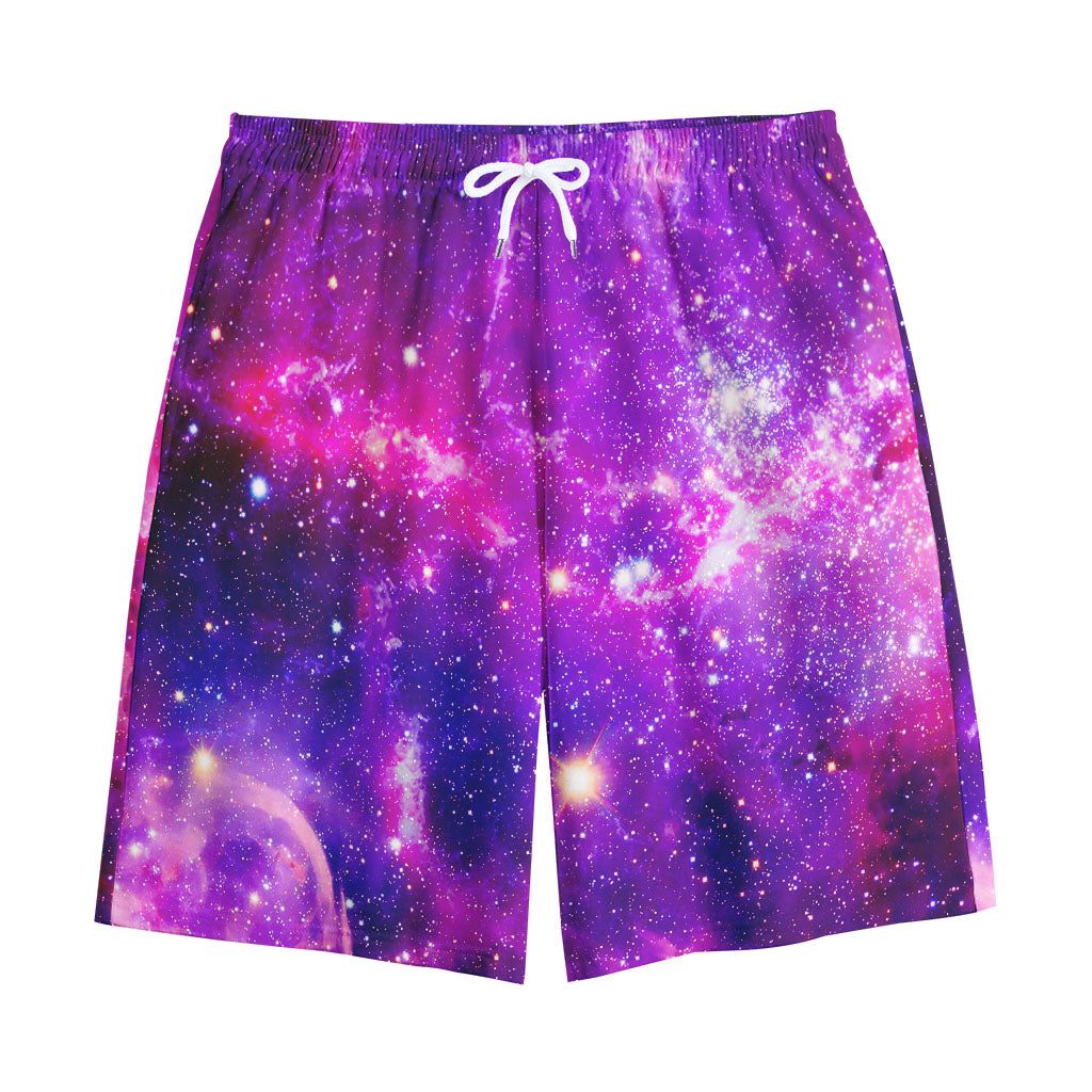 Purple Bursting Galaxy Space Print Cotton Shorts