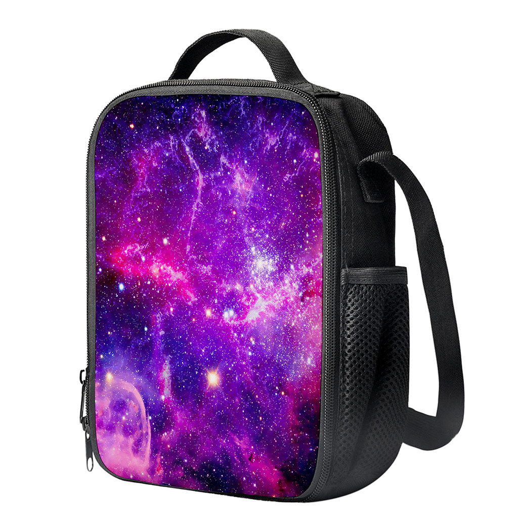 Purple Bursting Galaxy Space Print Crossbody Lunch Bag