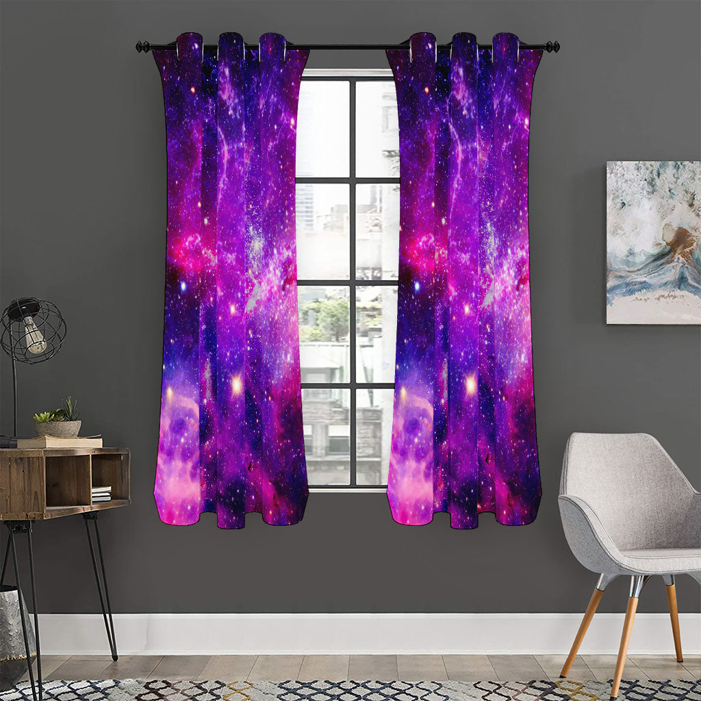 Purple Bursting Galaxy Space Print Curtain