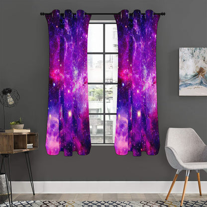 Purple Bursting Galaxy Space Print Curtain