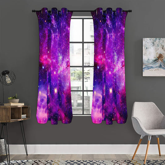 Purple Bursting Galaxy Space Print Curtain