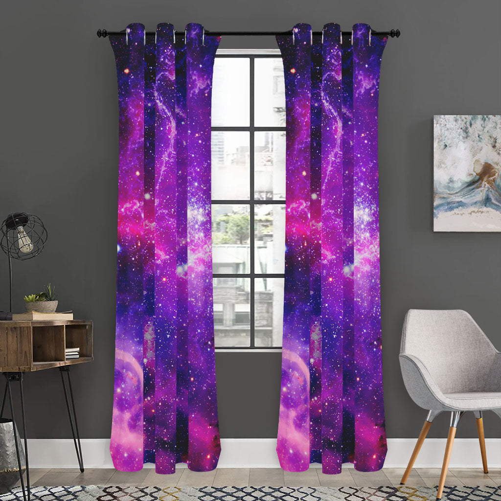 Purple Bursting Galaxy Space Print Curtain